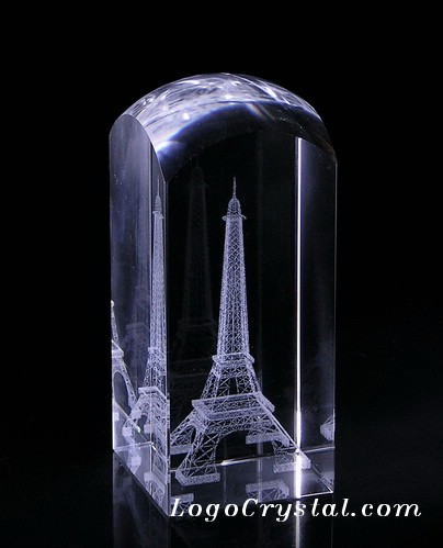 Torre Eiffel 3D Laser grabado pisapapeles cristalino 50x50x100mm